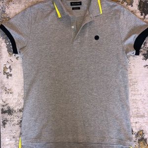 MASSIMO DUTTI men’s gray polo w yellow and navy